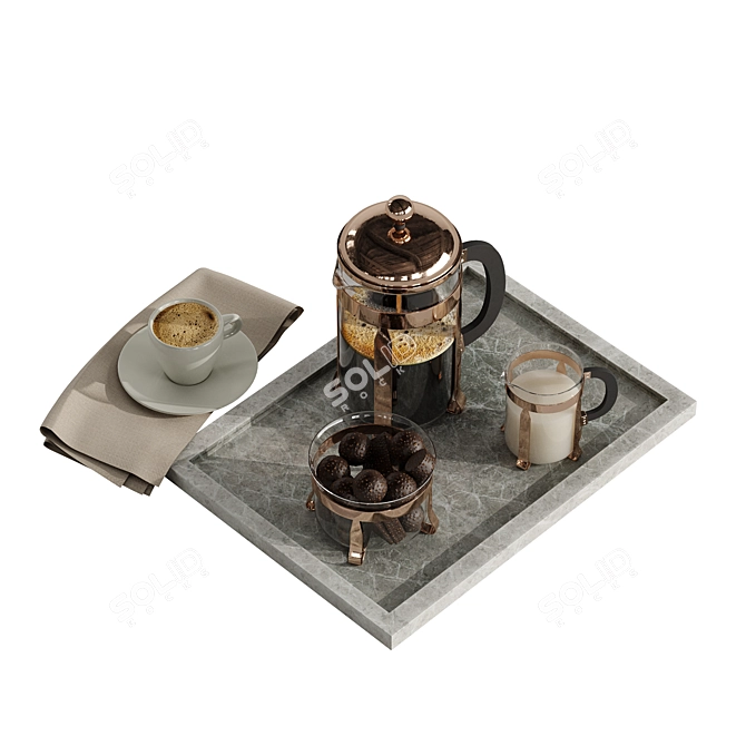 Elegant 4-Piece Coffee Set 3D model image 4