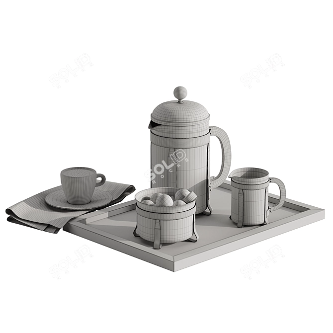 Elegant 4-Piece Coffee Set 3D model image 5