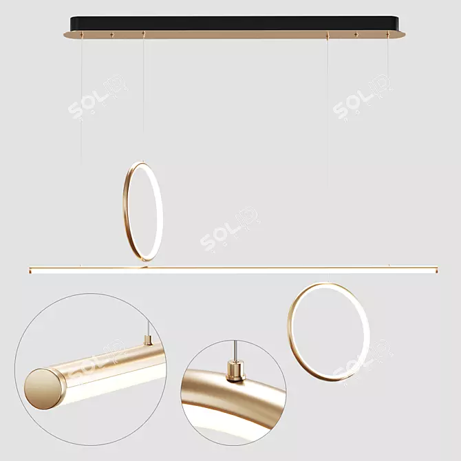 Gold Pendant Lights - 100cm Length 3D model image 1