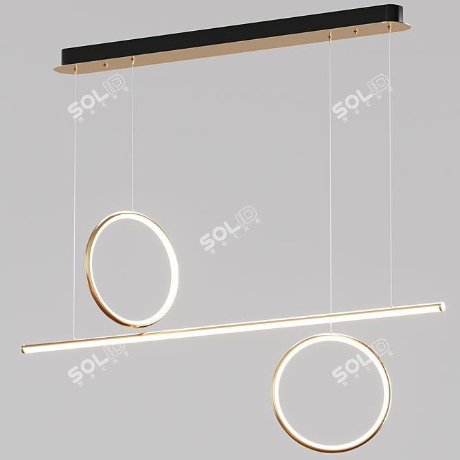 Gold Pendant Lights - 100cm Length 3D model image 2