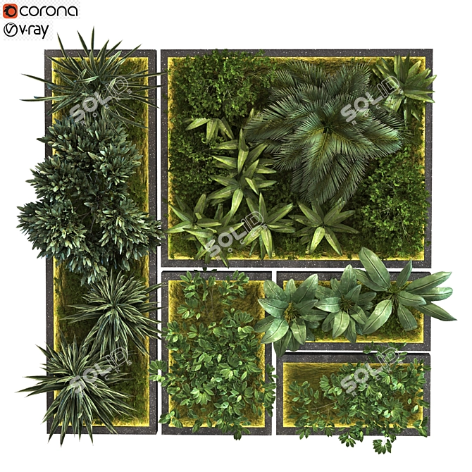 Green Wall Set 088: Versatile, Stylish, and Eco-Friendly! 3D model image 1