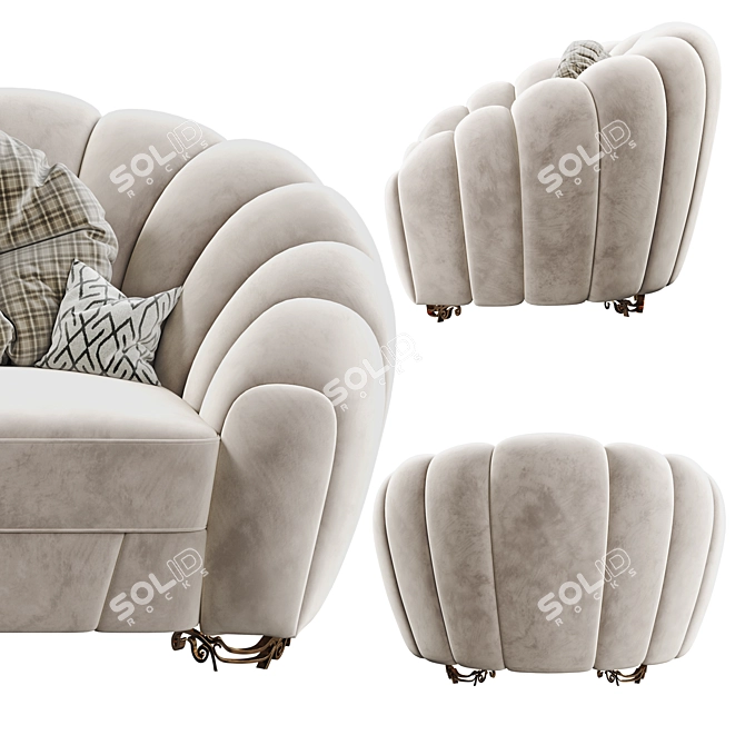 Luxury Gold Pearl Armchair 3D model image 6