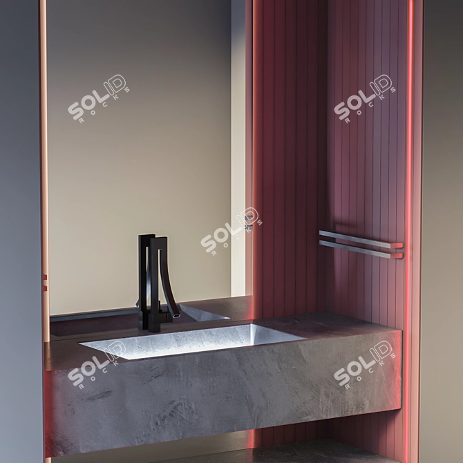 Modern 3-Piece Bathroom Furniture Set 3D model image 2