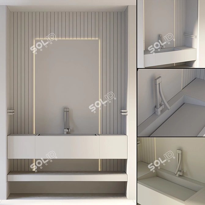 Modern 3-Piece Bathroom Furniture Set 3D model image 5