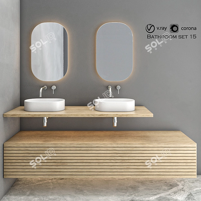 15-Piece Bathroom Set: Vray + Corona, 3ds Max 2017 3D model image 1