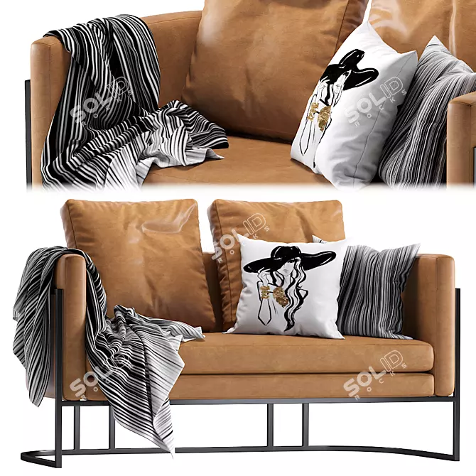 Luxury Loft Leather Sofa 3D model image 1
