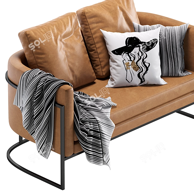 Luxury Loft Leather Sofa 3D model image 2