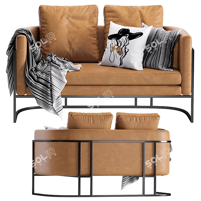 Luxury Loft Leather Sofa 3D model image 3