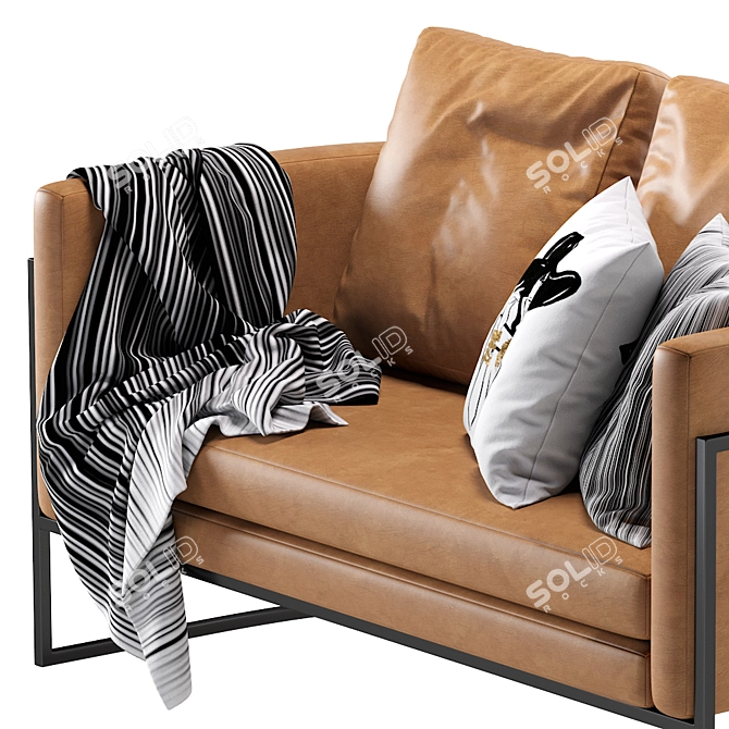 Luxury Loft Leather Sofa 3D model image 5