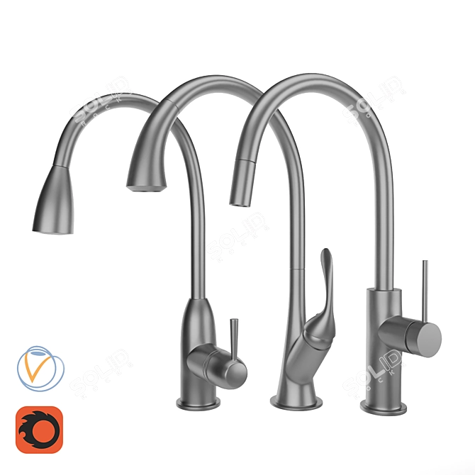 Modern Delta Faucet Set 3D model image 2