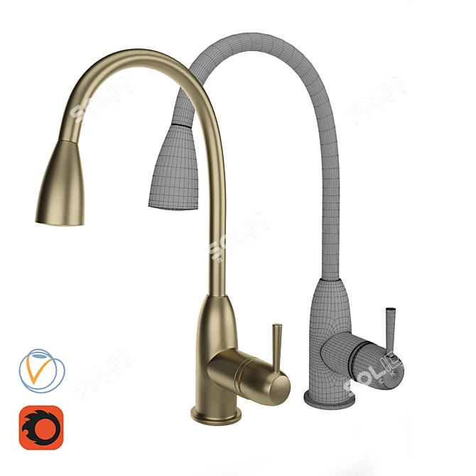 Modern Delta Faucet Set 3D model image 5