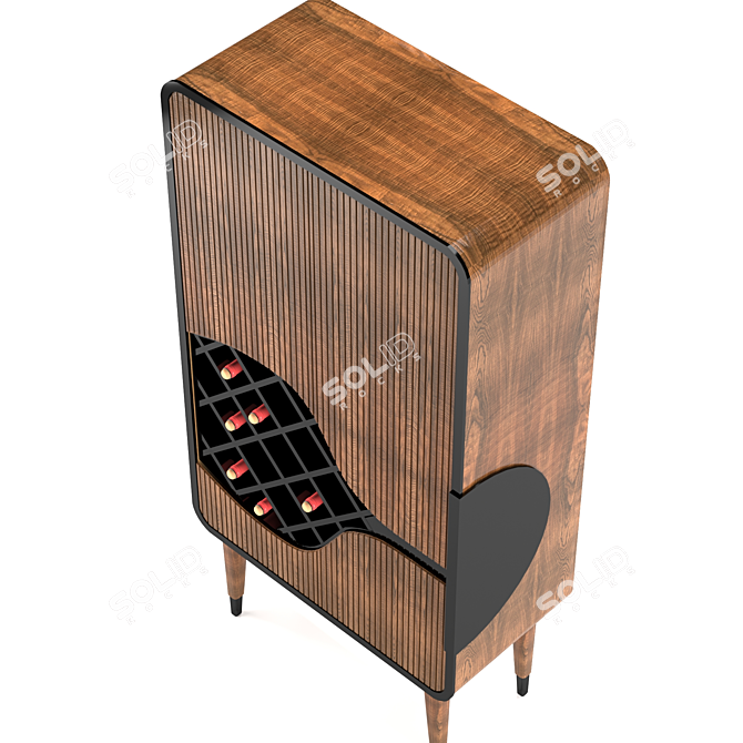 Elegant Oak Bar Cabinet 3D model image 3