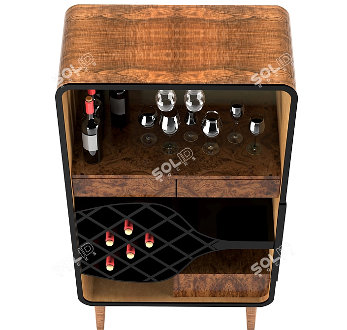 Elegant Oak Bar Cabinet 3D model image 4