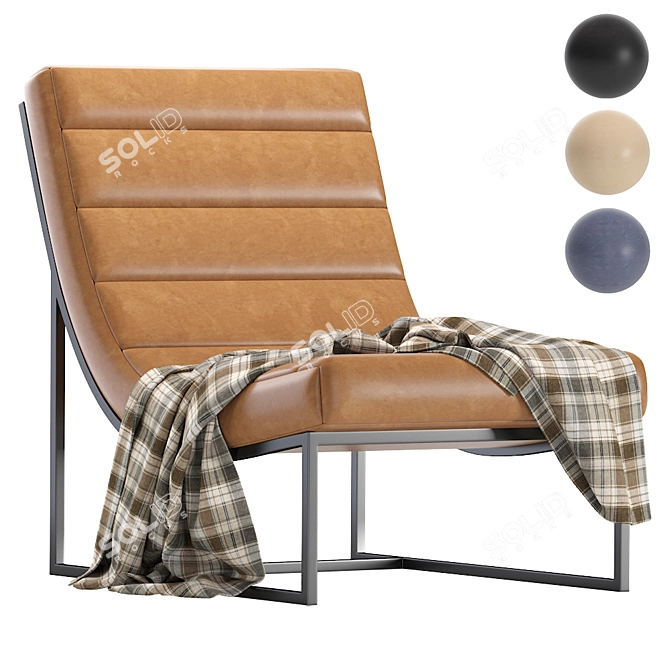 Panelled Leather Armchair 3D model image 1