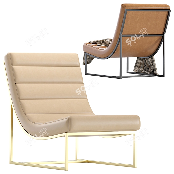 Panelled Leather Armchair 3D model image 3