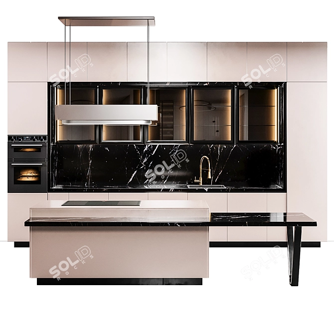 SleekModern Kitchen Design 3D model image 1