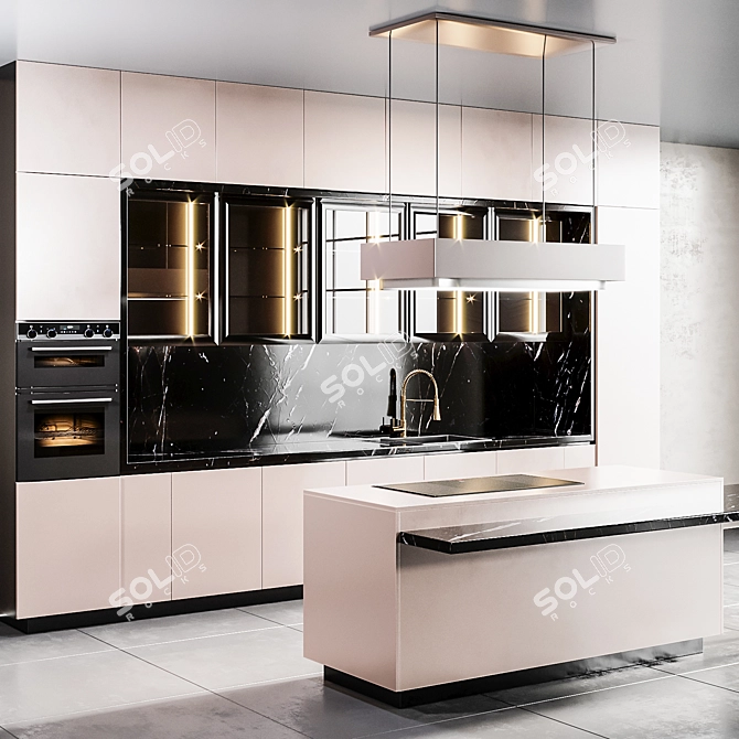 SleekModern Kitchen Design 3D model image 2