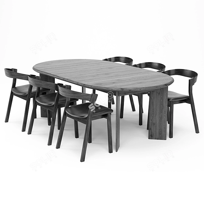 Bevel Extendable Dining Table 3D model image 1