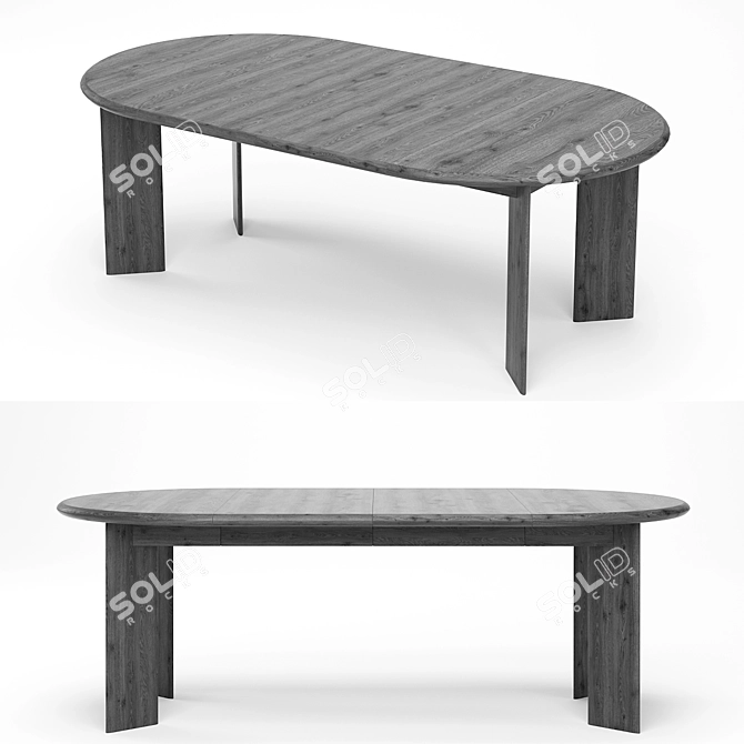 Bevel Extendable Dining Table 3D model image 5