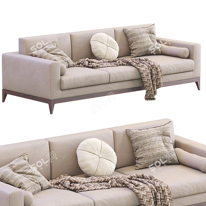 Stylish Copenhaga Leather Sofa 3D model image 1