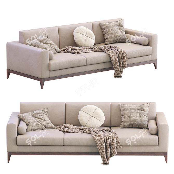 Stylish Copenhaga Leather Sofa 3D model image 3