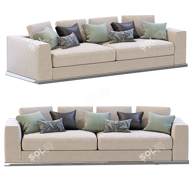 Contemporary Sofa: Powell by Minotti 3D model image 2