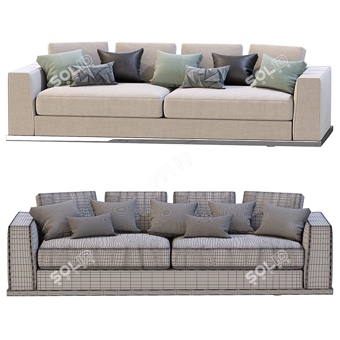 Contemporary Sofa: Powell by Minotti 3D model image 5