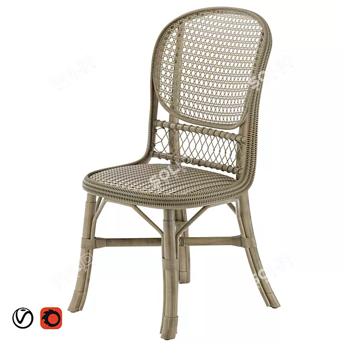 Vintage Cane Accent Chair 3D model image 1