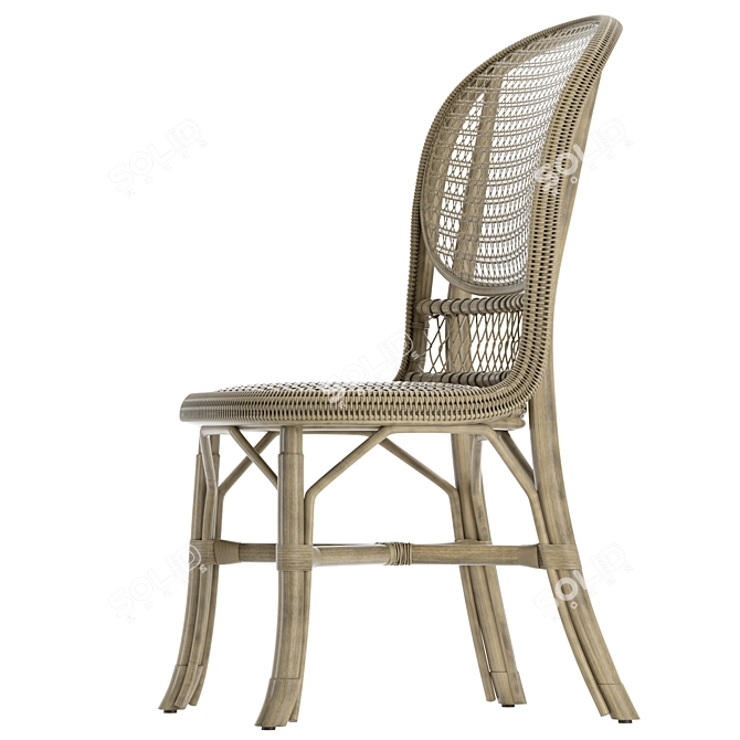 Vintage Cane Accent Chair 3D model image 2