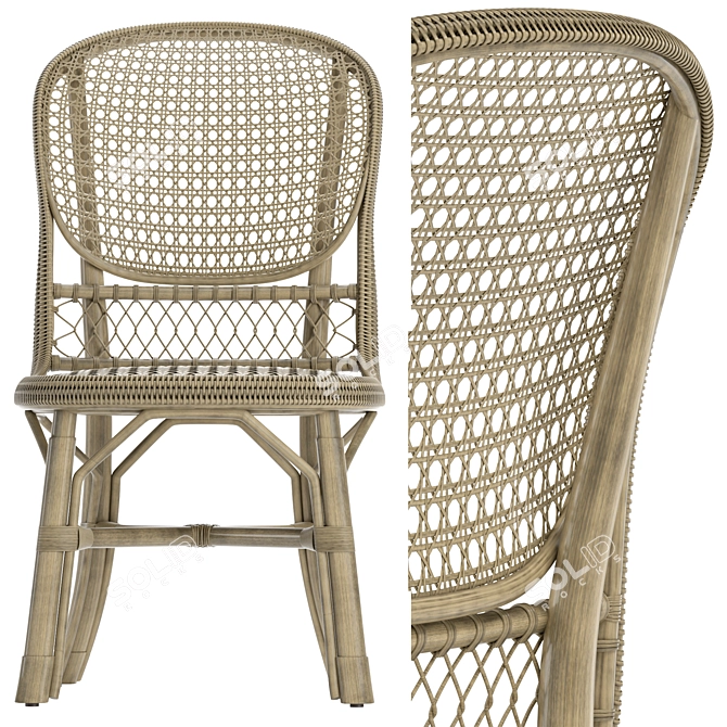 Vintage Cane Accent Chair 3D model image 3