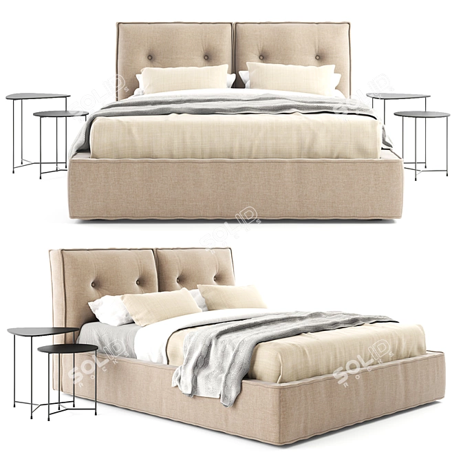 Elegant Donatello Bed with Air Bedside Tables 3D model image 1