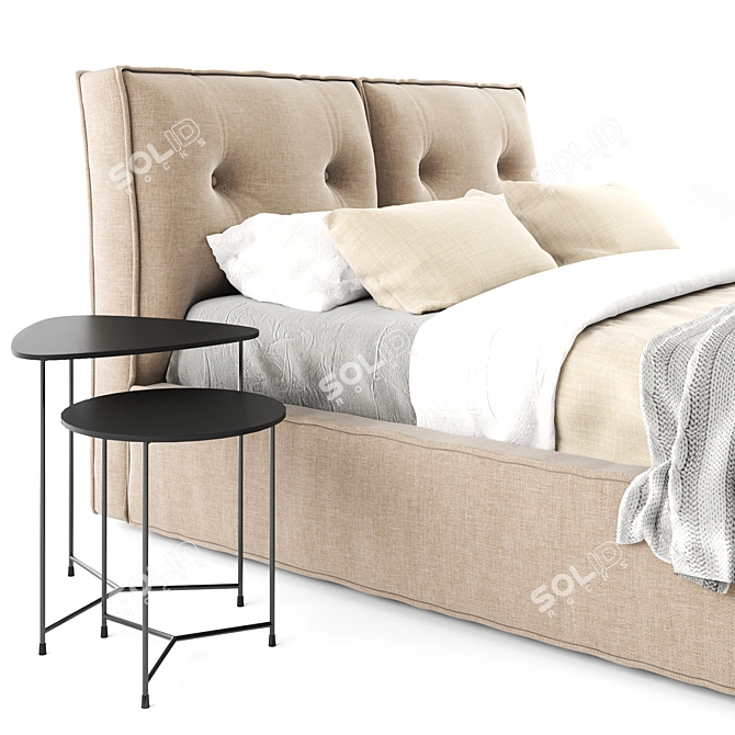 Elegant Donatello Bed with Air Bedside Tables 3D model image 3