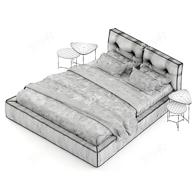 Elegant Donatello Bed with Air Bedside Tables 3D model image 5