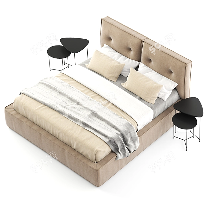 Elegant Donatello Bed with Air Bedside Tables 3D model image 8