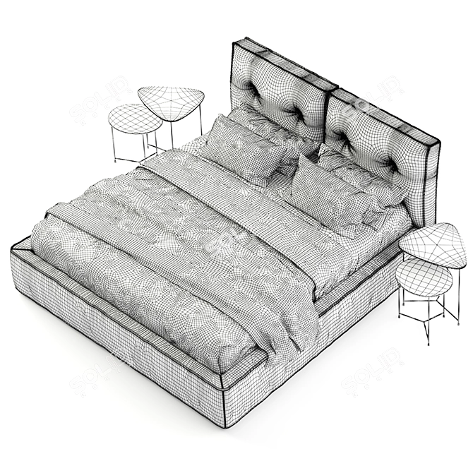 Elegant Donatello Bed with Air Bedside Tables 3D model image 9