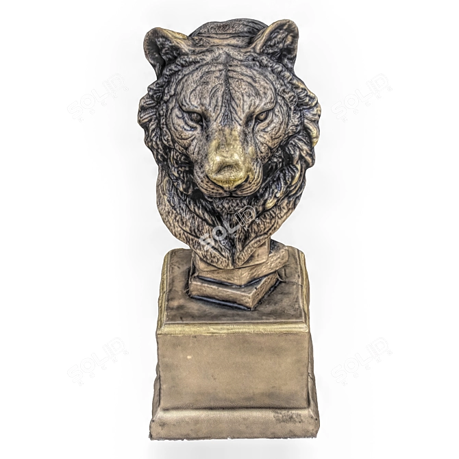 Regal Lion Head Sculpture 3D model image 3