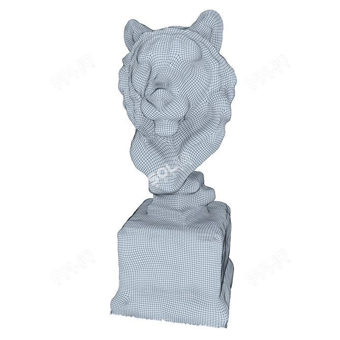 Regal Lion Head Sculpture 3D model image 4