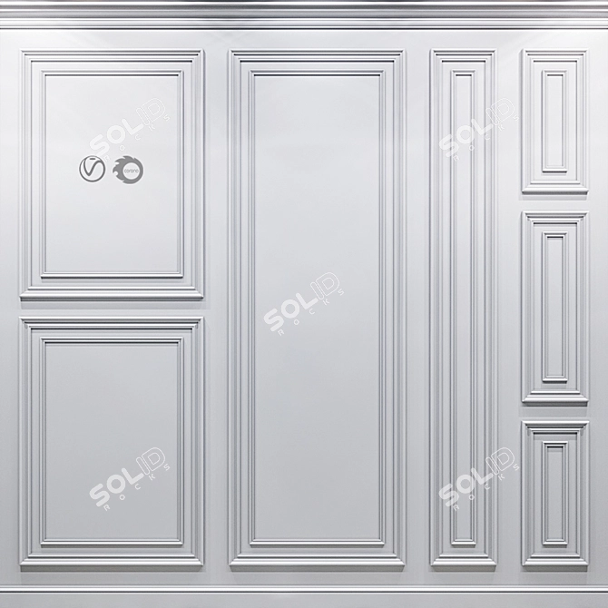 Decorative Wall Molding Panels 3D model image 1