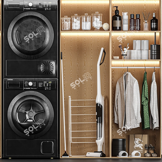 Modern Laundry Room Set 3D model image 2