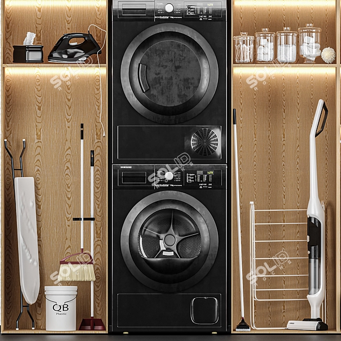 Modern Laundry Room Set 3D model image 4