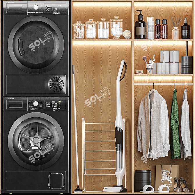 Modern Laundry Room Set 3D model image 8