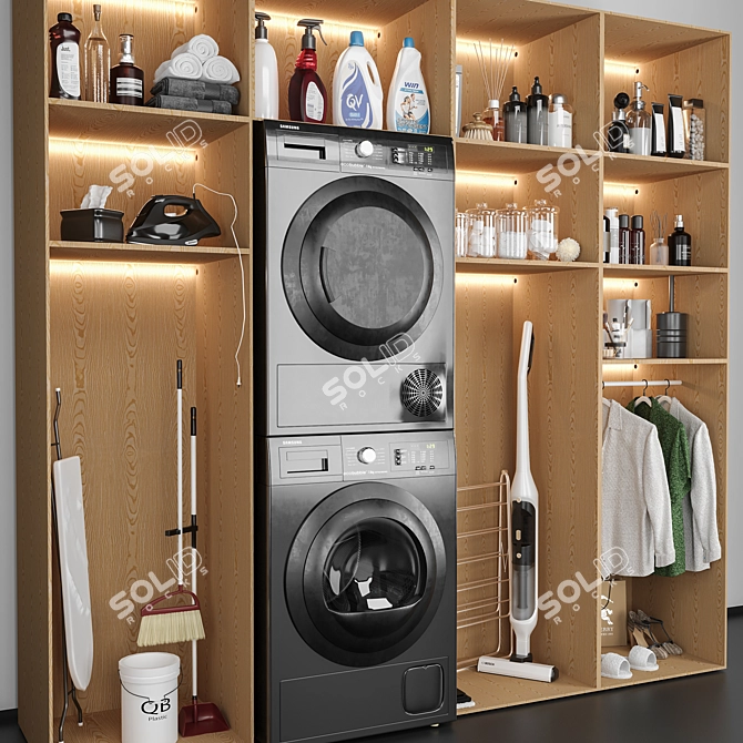 Modern Laundry Room Set 3D model image 11