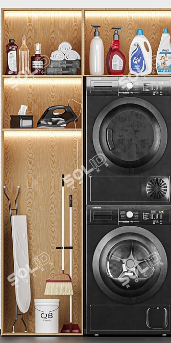 Modern Laundry Room Set 3D model image 15