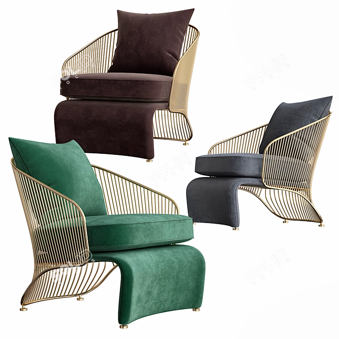 Elegant Colette Armchair by Minotti 3D model image 2