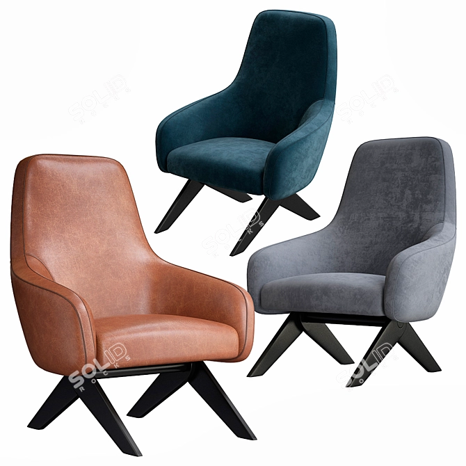 MARLON Fabric Armchair: Modern Elegance 3D model image 2