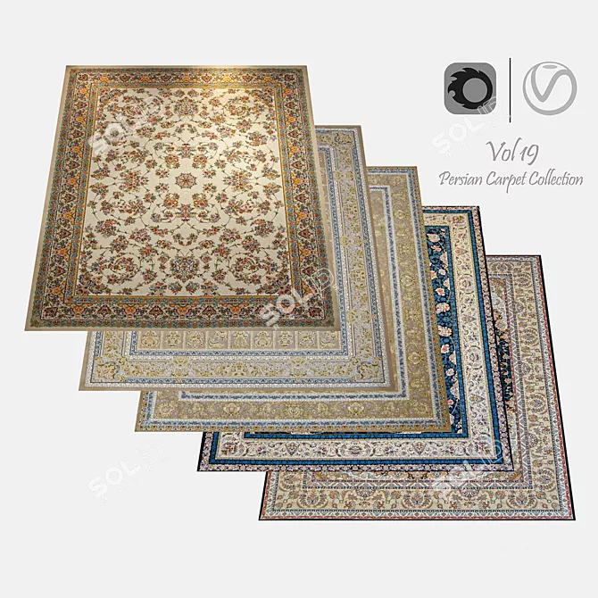 Elegant Persian Carpet Collection 3D model image 1