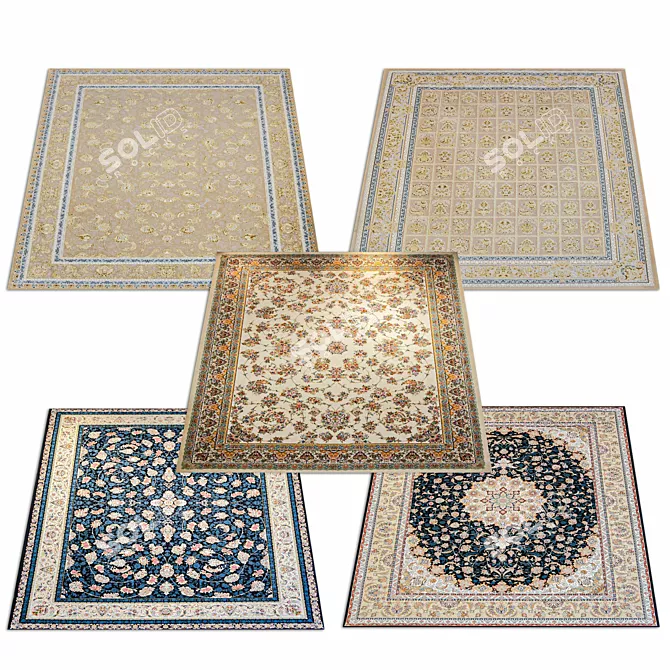 Elegant Persian Carpet Collection 3D model image 2