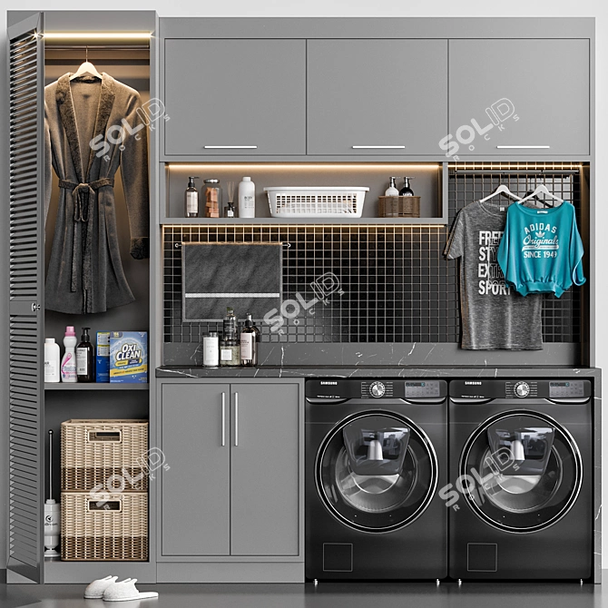 Modern Laundry Set: V-Ray & Corona Compatible 3D model image 1