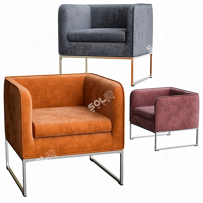 Elegant Comfort: MELL Fabric Armchair 3D model image 2