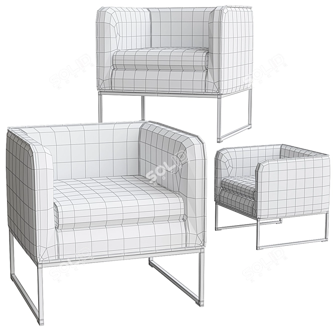 Elegant Comfort: MELL Fabric Armchair 3D model image 3